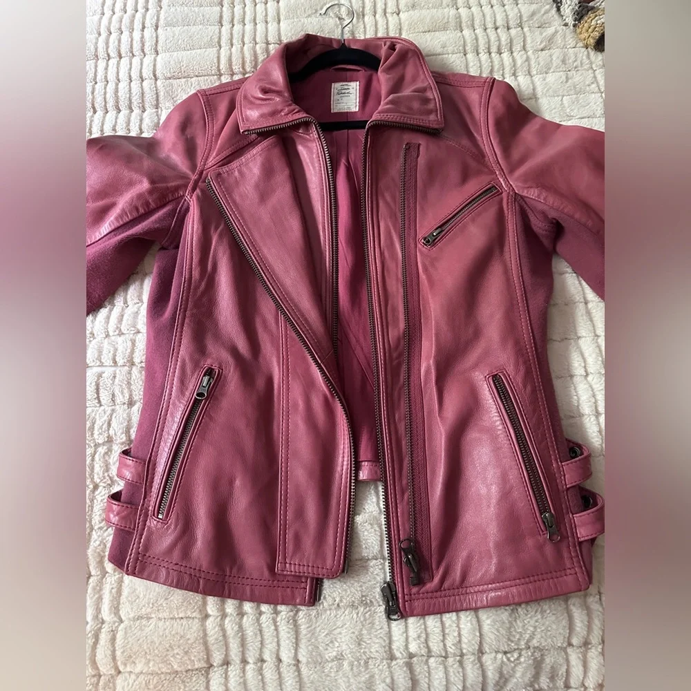 WE THE FREE NWOT CORA LEATHER JACKET size L | Pink - Picture 3 of 7